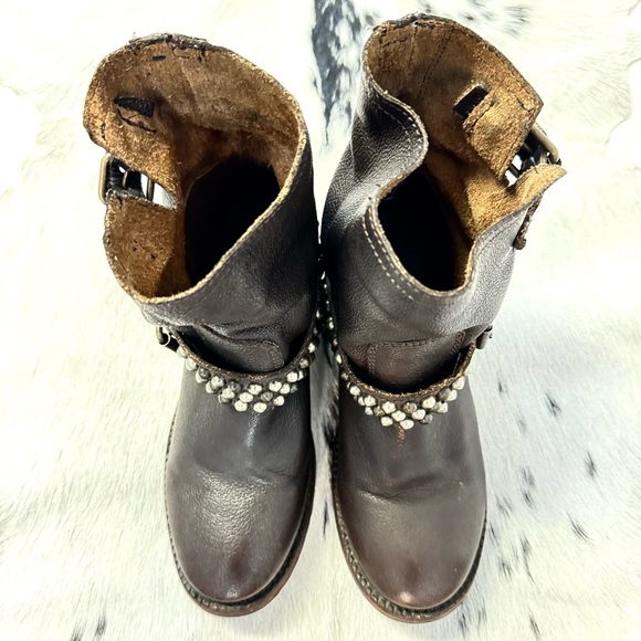 Ash Women’s Venice Studded Brown Moto Leather Boot Size 37  6 US - Picture 3 of 10